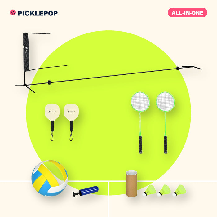 All-in-One Backyard Game Set (Pickleball, Badminton & Volleyball)