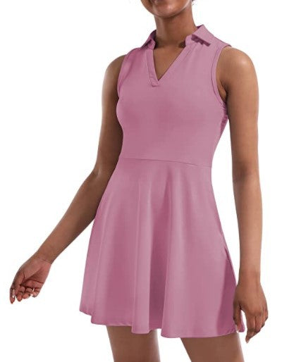 Polo Court Dress with Under-Shorts – Pink