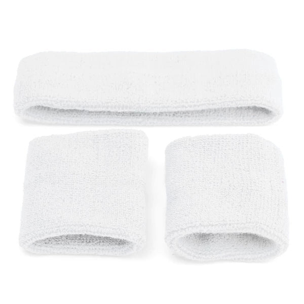 Sweatband Set (Headband + 2 Wristbands) – White