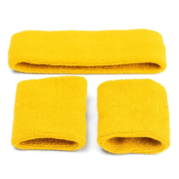 Sweatband Set (Headband + 2 Wristbands) – Yellow