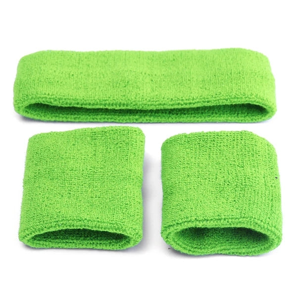 Sweatband Set (Headband + 2 Wristbands) – Green