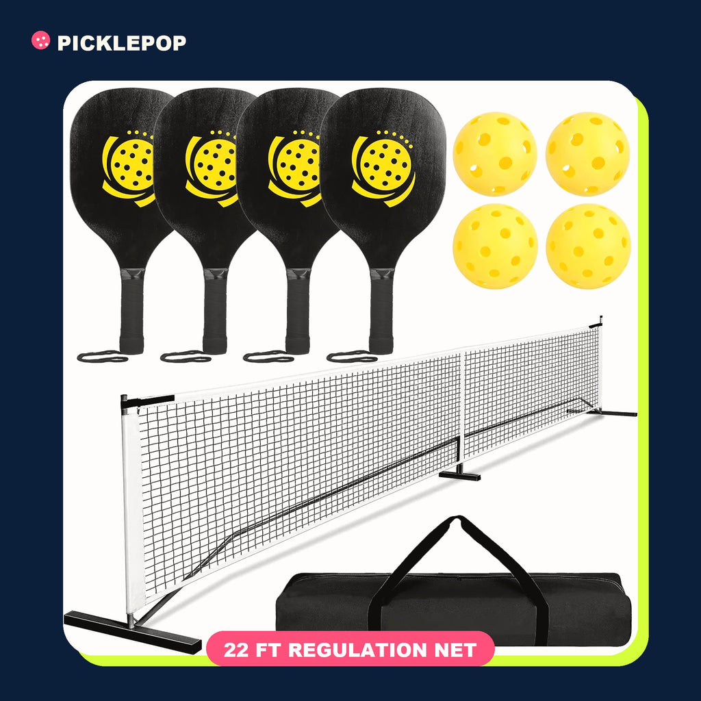 Backyard Court Kit: 22 ft Net + 4 Paddles