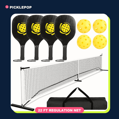 Backyard Court Kit: 22 ft Net + 4 Paddles