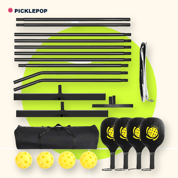Backyard Court Kit: 22 ft Net + 4 Paddles