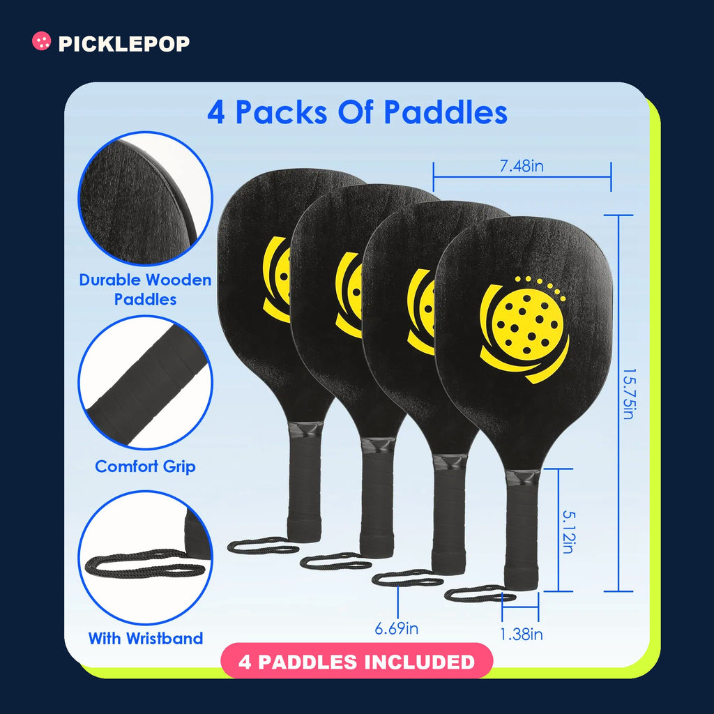 Backyard Court Kit: 22 ft Net + 4 Paddles