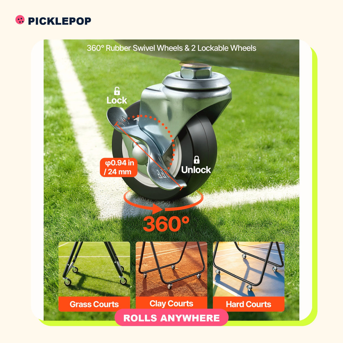 Rolling Ball Cart (Holds 290 Pickleballs)