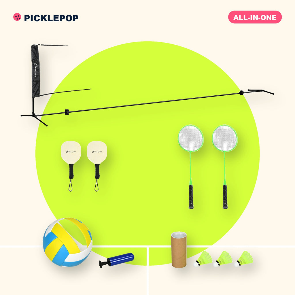 All-in-One Backyard Game Set (Pickleball, Badminton & Volleyball)