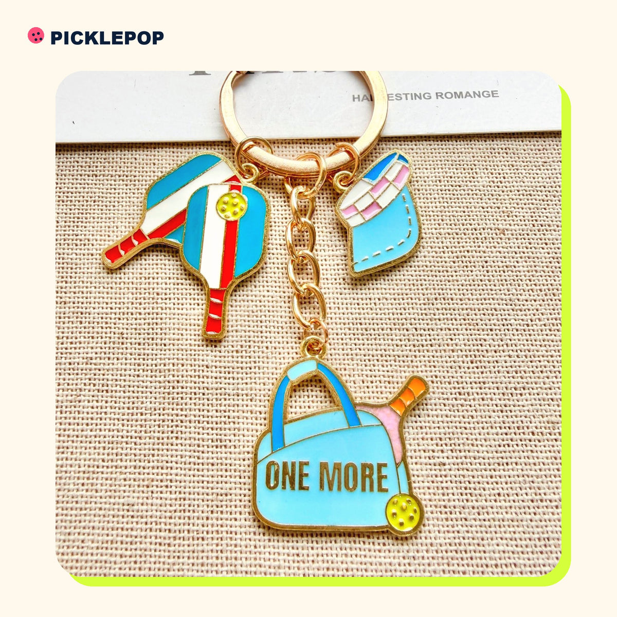 Pickleball Charm Keychain