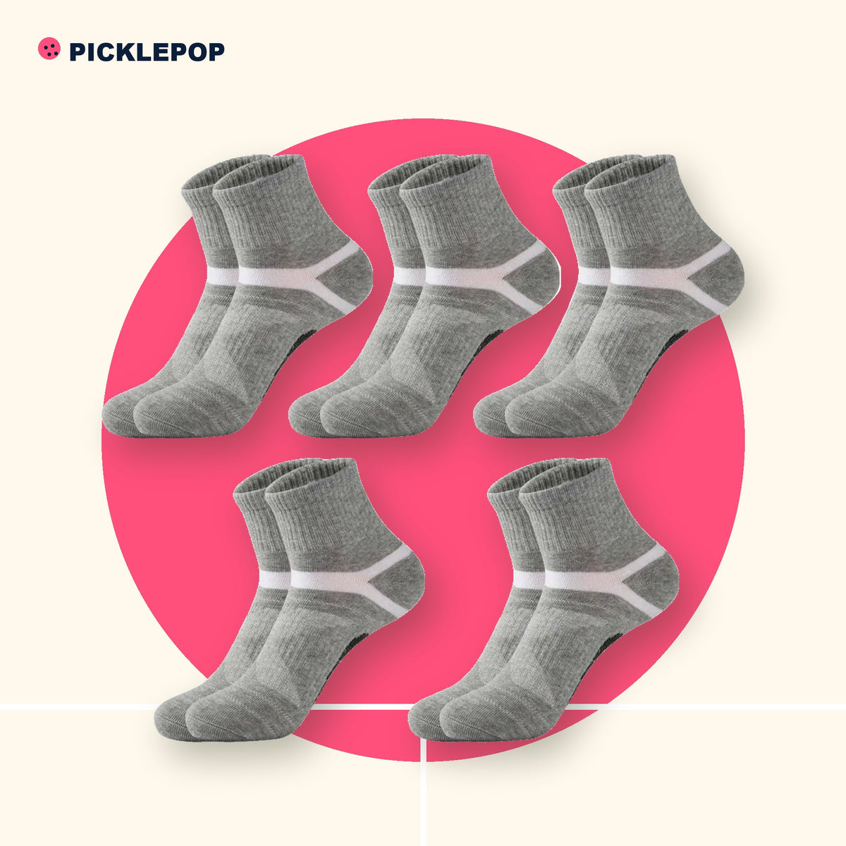 Cushioned Court Socks (5 Pairs, grey)
