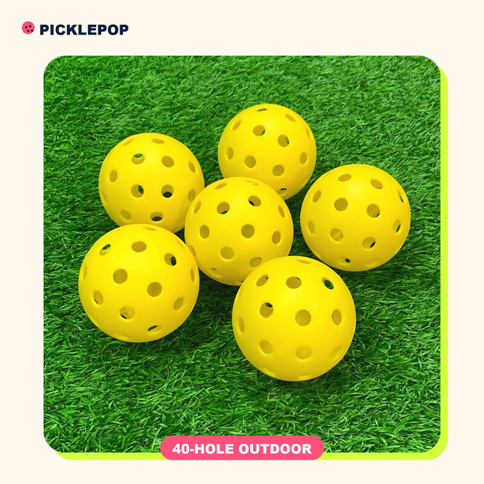 12 Outdoor Pickleballs + Mesh Bag